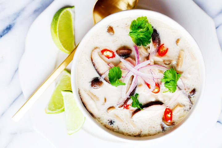 Thailand famous food : Tom Kha Gai (Chicken in Coconut Soup):