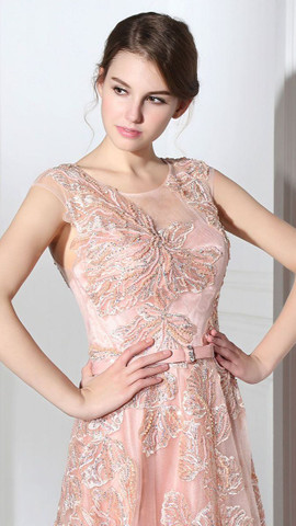 Light Pink Dress with Glowing Nude Lipstick
