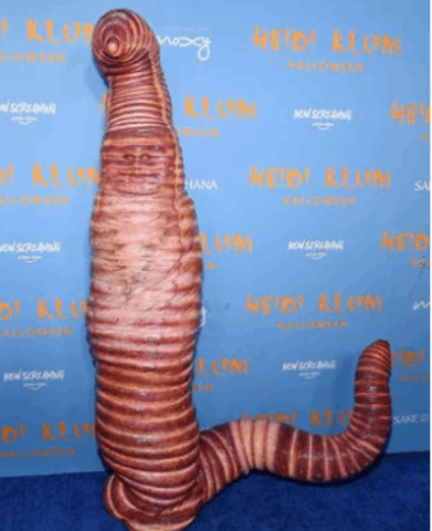 Heidi Klum dressed up as worm for Halloween red carpet
