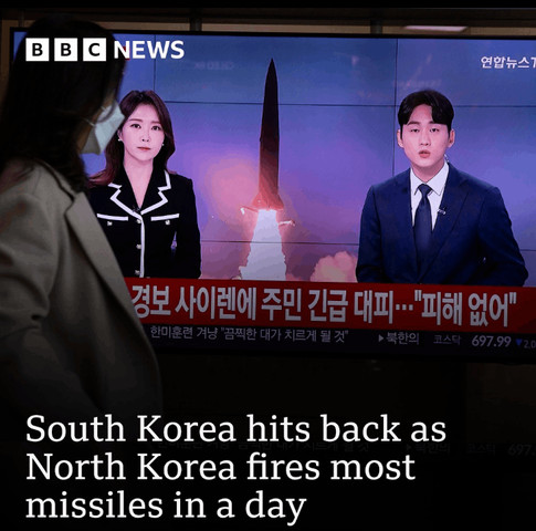 South Korea retaliates to North Korean missile attack.
