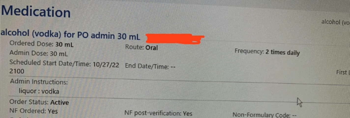 Prescribed alcohol!!!!!!!!!!!!!!
