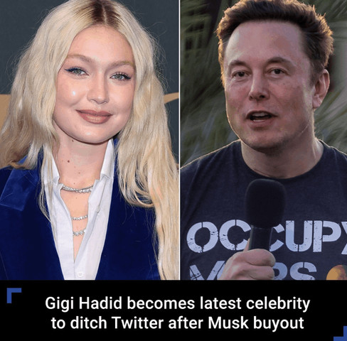 Gigi Hadid ditches twitter after Elon buys it,
