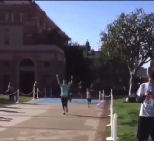 It almost looks like she tried to tackle that kid.