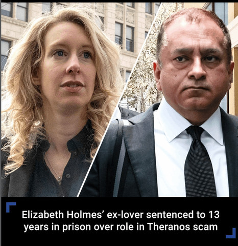 Ms. Holmes’ partner in crime is sentenced to prison