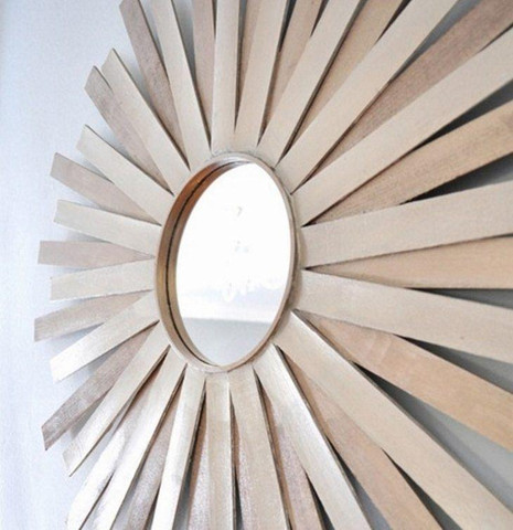 Wall Décor Ideas- mirror frame with wooden sticks