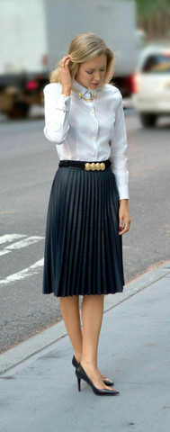 Ways to style white shirt – White shirt & pleated skirt