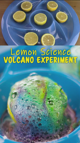 Lemon science volcano experiment