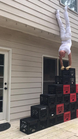 Milk crate hand walk challenge