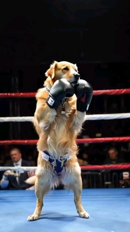 Dog in boxing ring