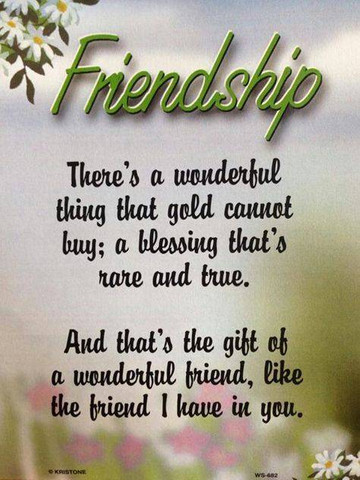 Friendship is a wonderful thing that gold can not buy