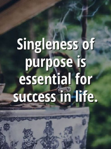 Singleness of purpose is essential for success in life