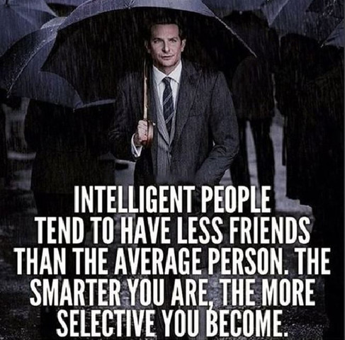 Intelligent people tend to have less friends than the average person
