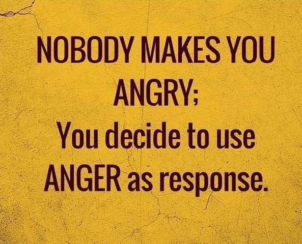 Nobody makes you angry, you decide to use anger as response