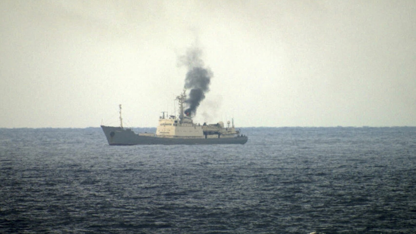 A Russian spy ship caught fire off Syria