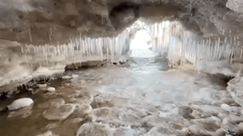 Ice cave in lake ontario