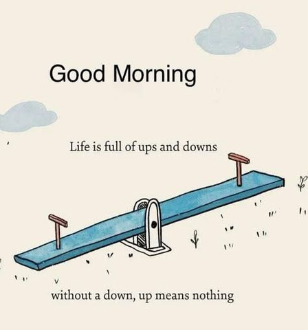 Life is full of ups and downs, without a down up means nothing