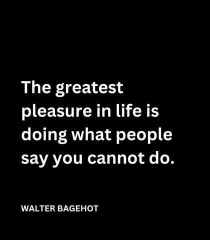 The greatest pleasure in life is doing what people say you cannot do