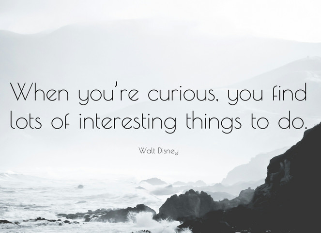 When you’re curious, you find lots of interesting things to do