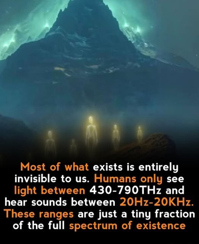 Most of what exists is entirely invisible to us. Humans only see light between 430-790THz