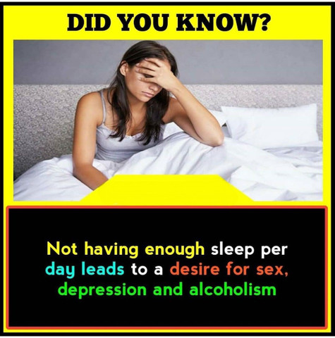 Not having enough sleep per day leads to a desire for sex, depression and alcoholism
