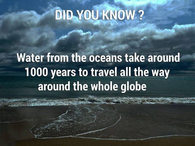 Water from the oceans take around 1000 years to travel