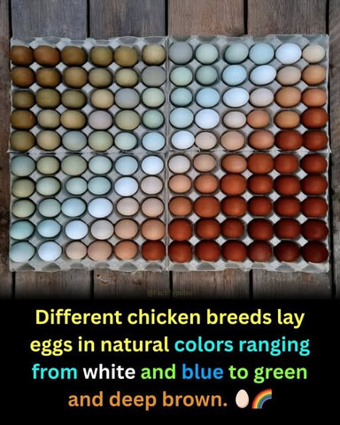 Different chicken breeds lay eggs in natural colors