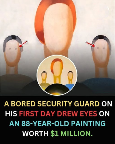 A bored security guard on his first day drew eyes on an 88-year-old painting
