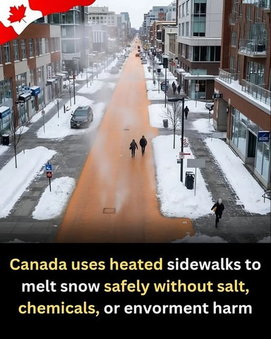 Canada uses heated sidewalks to melt snow safely