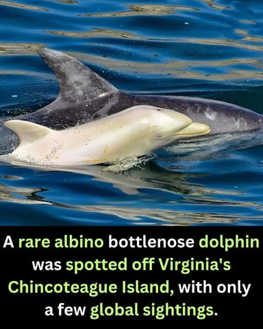 A rare albino bottlenose dolphin was spotted off Virginia