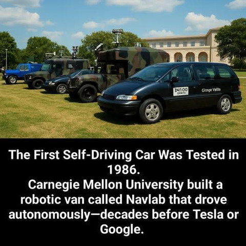 The first self-driving car was tested in 1986 Carnegie Mellon University