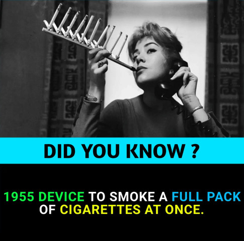 1955 device to smoke a full pack of cigarettes at once