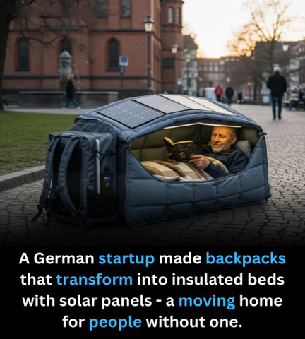 A German startup made backpacks that transform into insulated beds