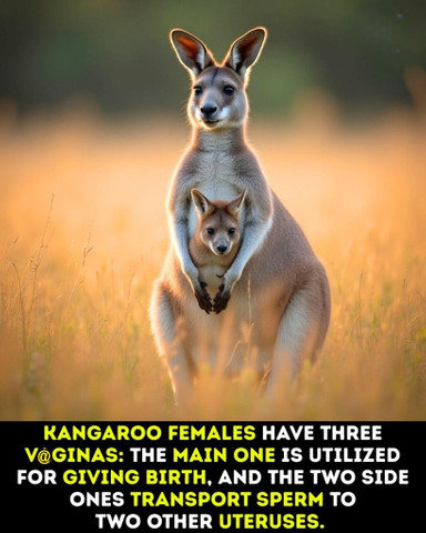 Kangaroo females have three vaginas: the main one is utilized for giving birth