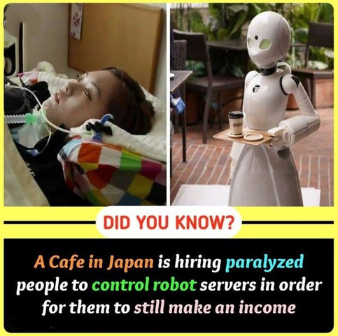 A cafe in Japan is hiring paralyzed people to control robot servers in order for them to still make an income