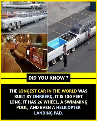 The longest car in the world was built by Ohrberg it is 100 feet long