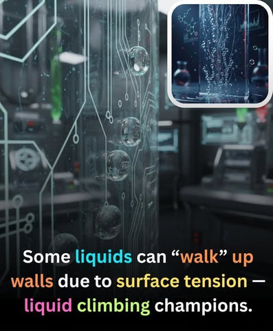 Some liquids can "walk" up walls due to surface tension - liquid climbing champions