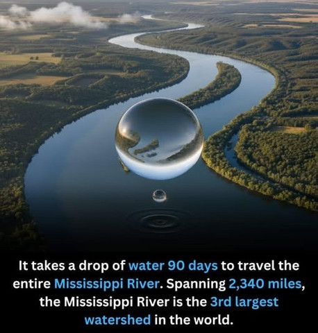 It takes a drop of water 90 days to travel the entire Mississippi River