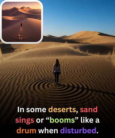 In some deserts, sand sings or "booms" like a drum when disturbed