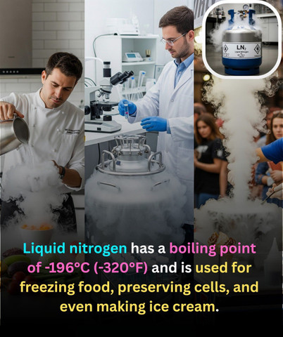 Liquid nitrogen has a boiling point of -196°C