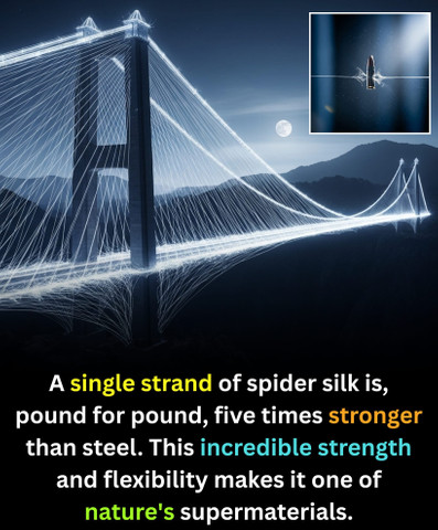 A single strand of spider silk is, pound for pound, five times
