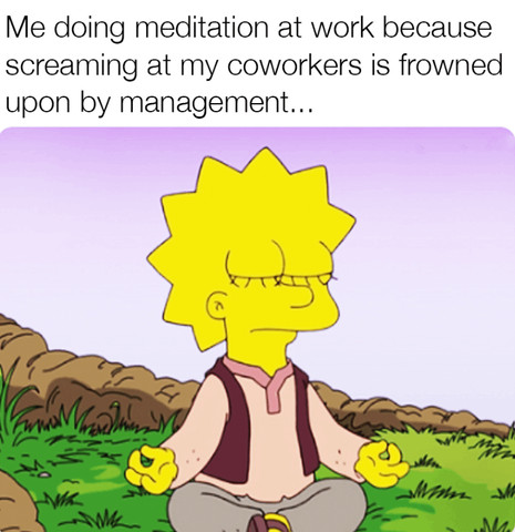 Me doing meditation at work because screaming at my coworkers