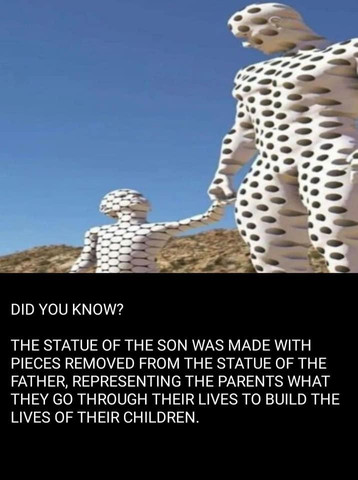 The Statue of the Son was made with pieces removed from the Statue of the Father