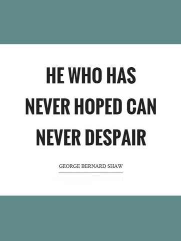 He who has never hoped can never despair