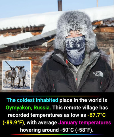 The coldest inhabited place in the world is Oymyakon, Russia