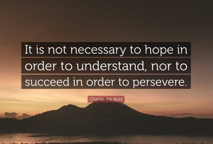 It is not necessary to hope in order to understand, nor to succeed in order to persevere